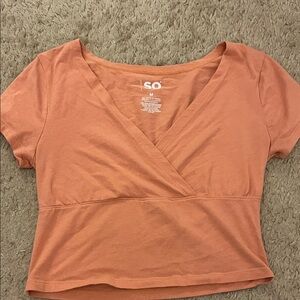 SO Women's Coral V-Neck Crop Top